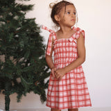 Plaid Ruffle Dress- Red