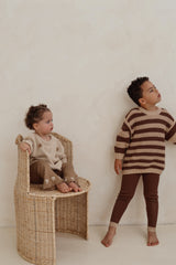 Chunky Knit Pullover - Cocoa + Speckled Stripe