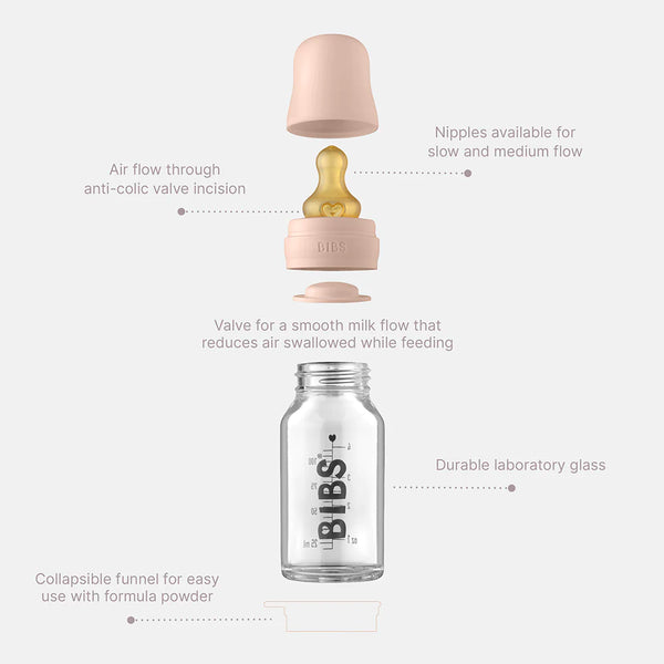 SHORT PRE ORDER Bibs Baby Glass Bottle Complete Set 110ml - Ivory