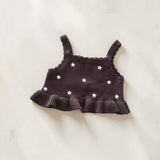 Starlight Tie Up Embroidered Singlet- Butter Choc