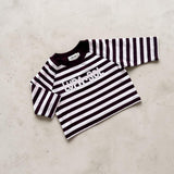 Long Sleeve Stripe Tee- Peony + Berry