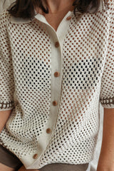 Grown Ladies Hand Crochet Shirt - Coconut