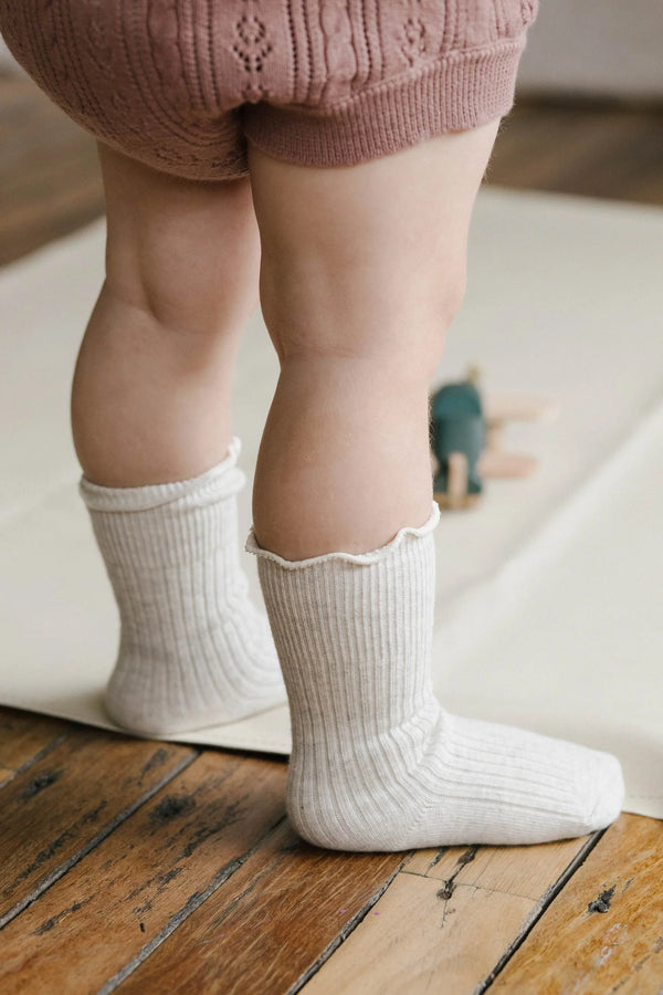 Jamie Kay Natalie Frill Knee High Socks | Oatmeal Marle
