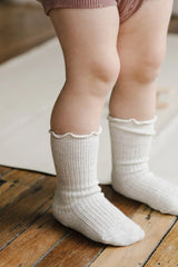 Jamie Kay Natalie Frill Knee High Socks | Oatmeal Marle