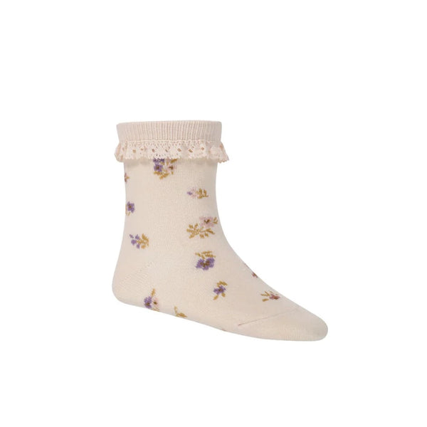 Jamie Kay Jacquard Floral Ankle Sock | Goldie Whisper Pink