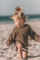 Grown Summer Open Knit Pull Over - Mud