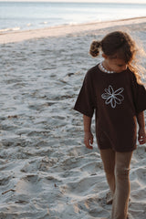 Flower Logo Embroidered Tee | Espresso