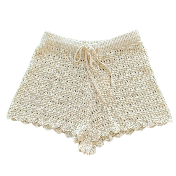 Womens Crochet Beach Shorts | Buttermilk