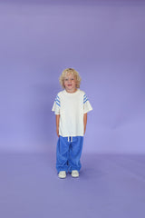 Knitted Stripe Sleeve Knitted Tee
