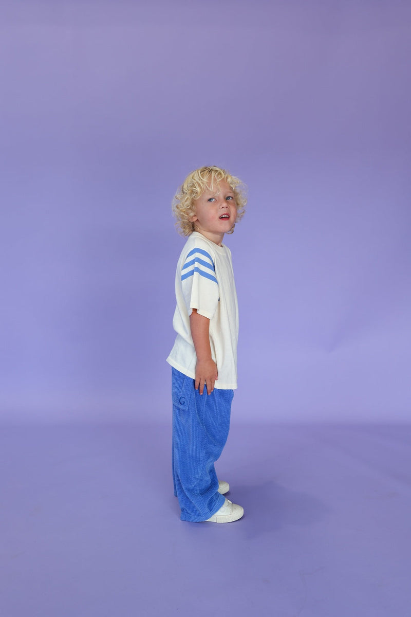 Knitted Stripe Sleeve Knitted Tee