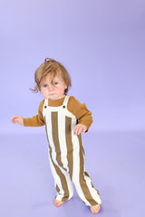 Vertical Stripe Knit Overalls