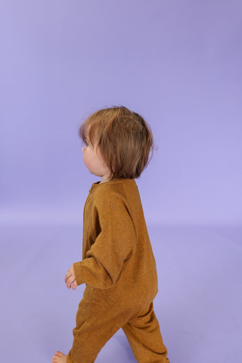 Organic Essential Zip Starsuit - Golden Speckle