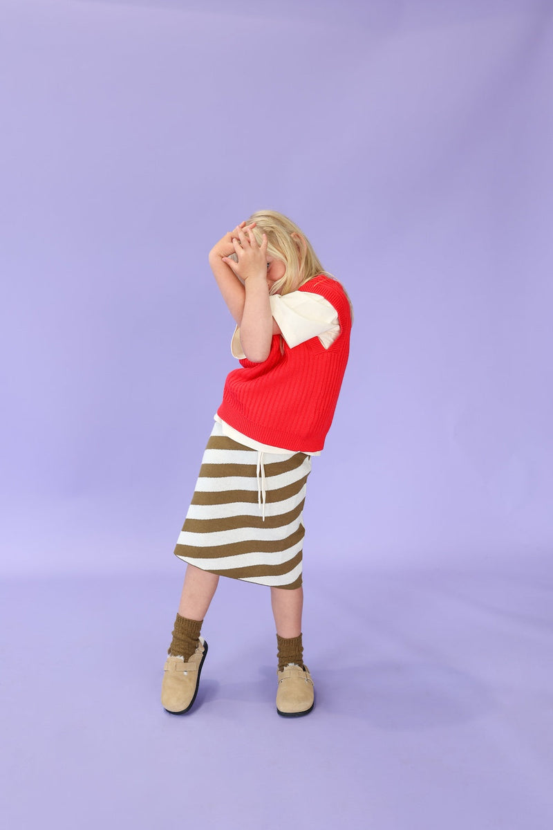Diagonal Stripe Knit Skirt