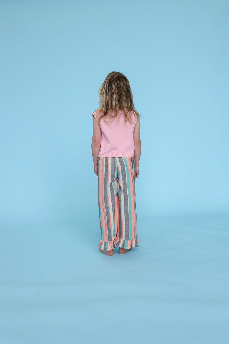 Grown Summer Stripe Cotton Frill Pant