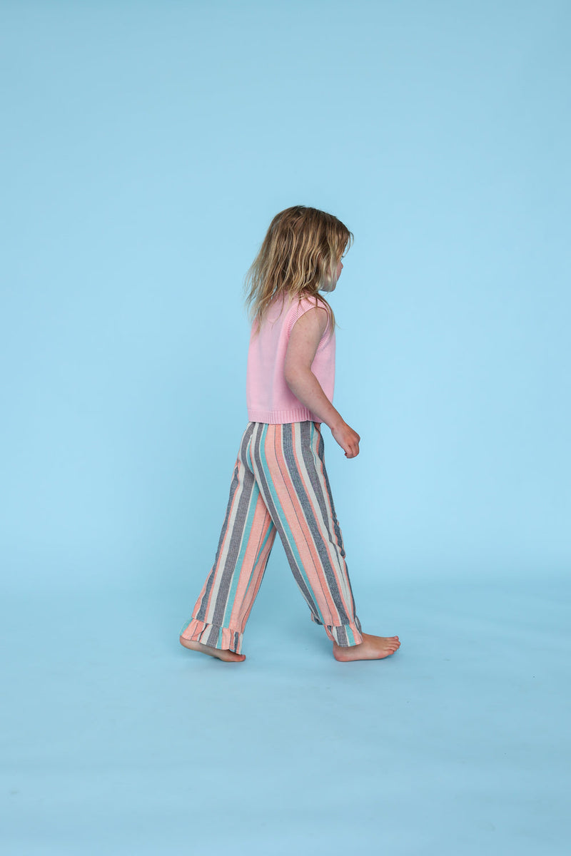 Grown Summer Stripe Cotton Frill Pant