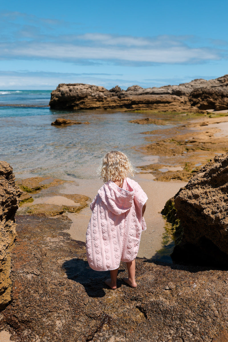 Grown Terry Towelling Poncho - Blossom