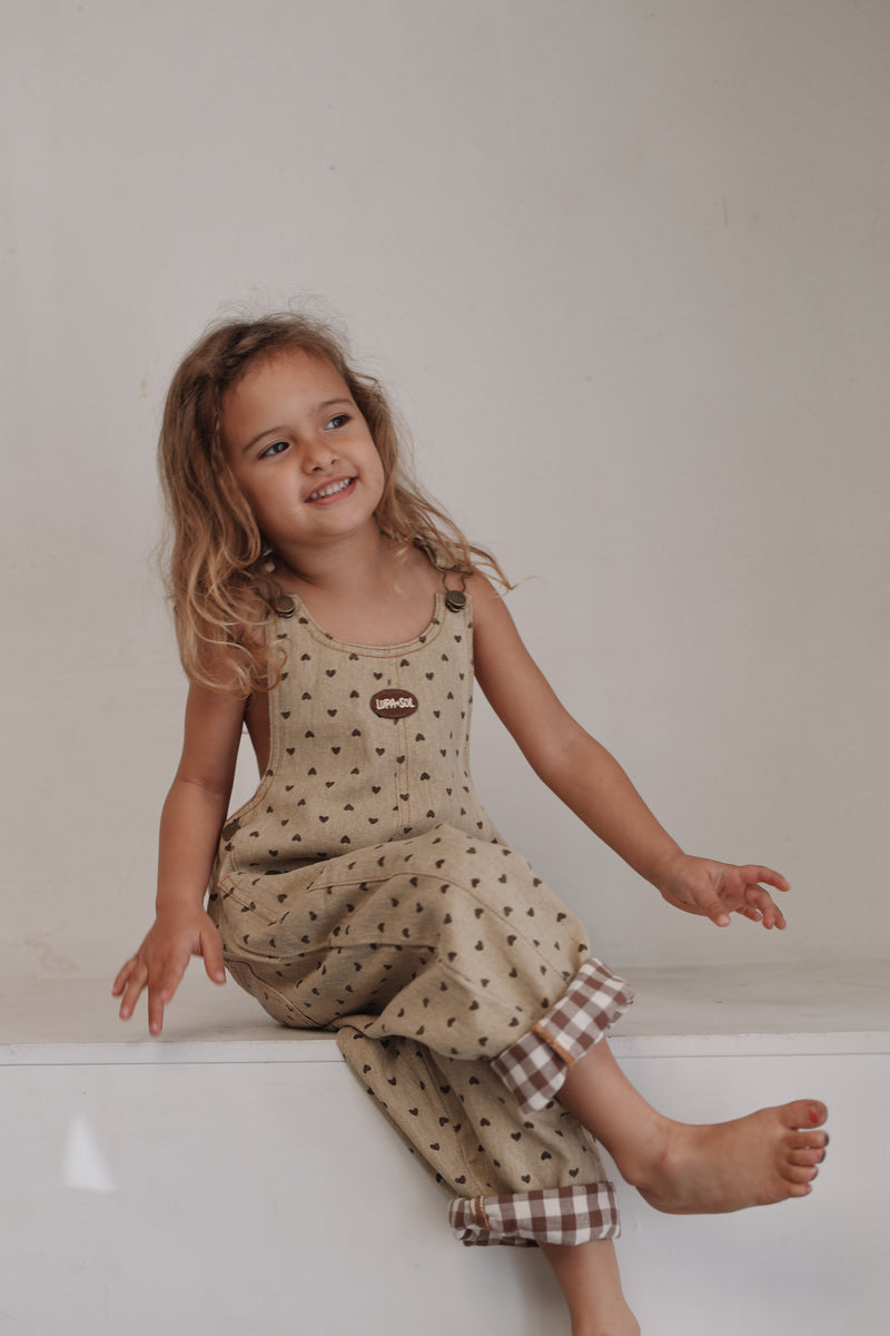 Vintage Denim Overalls - Hearts