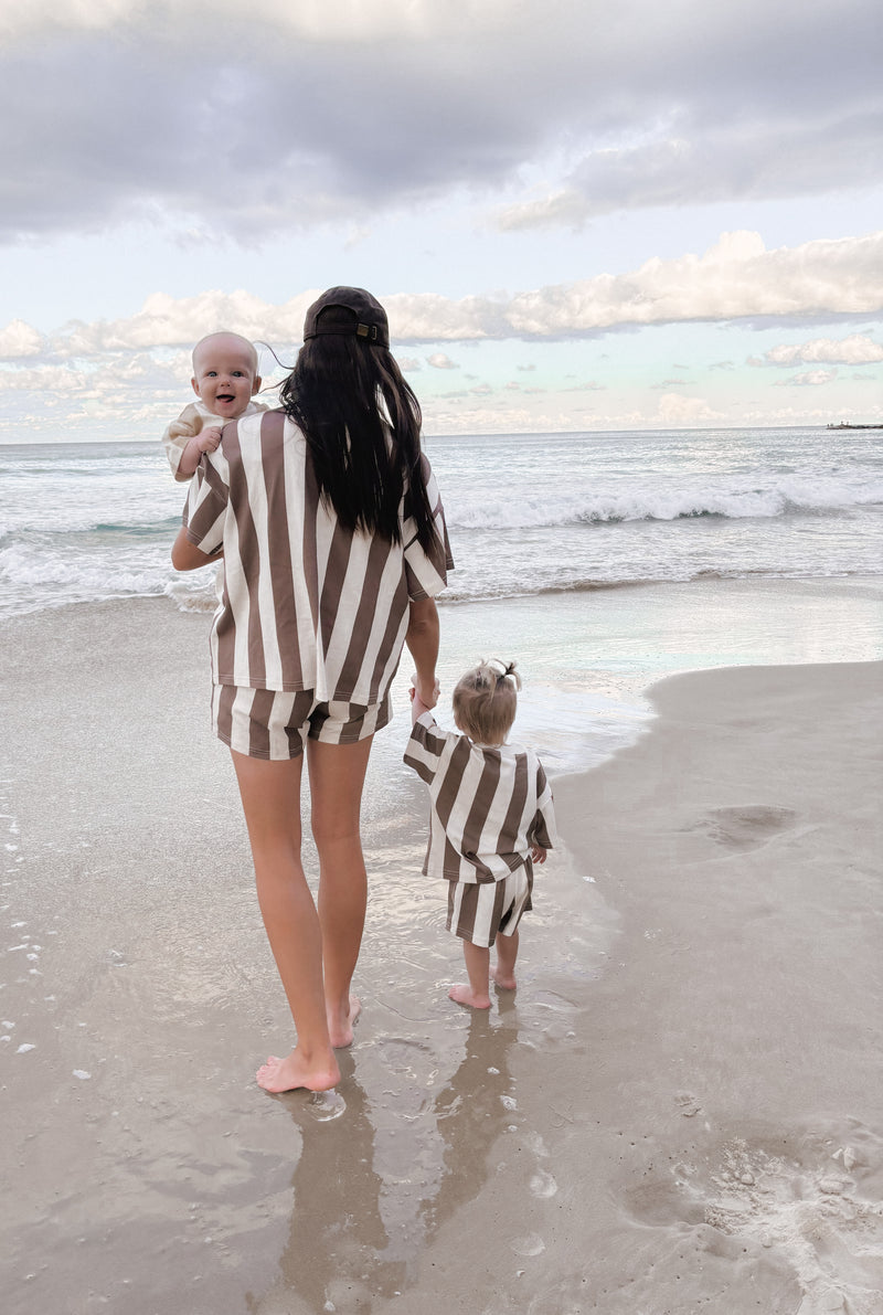 Stripes on Stripes Tee | Womens | Chocolate