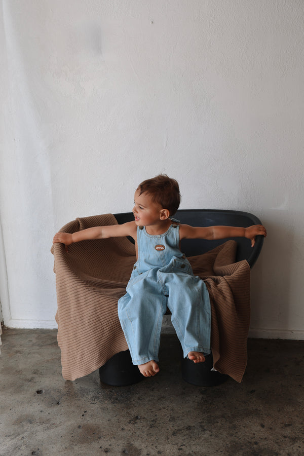 Vintage Denim Overalls - Sky