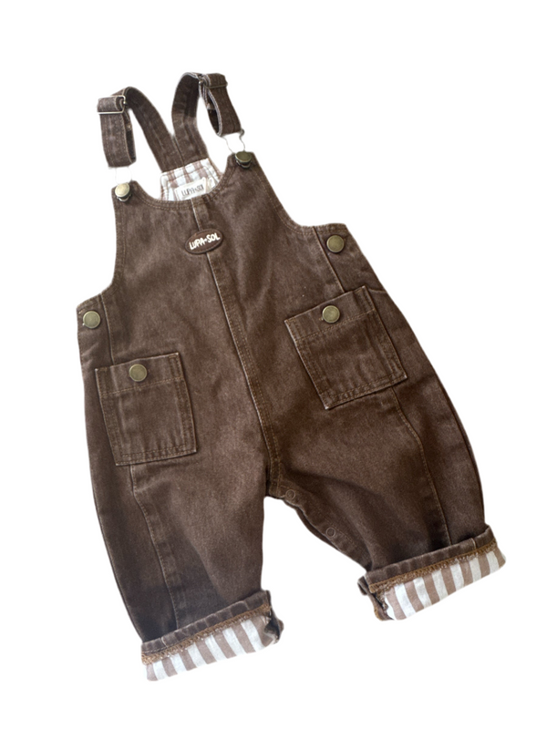 Vintage Denim Overalls - Mocha