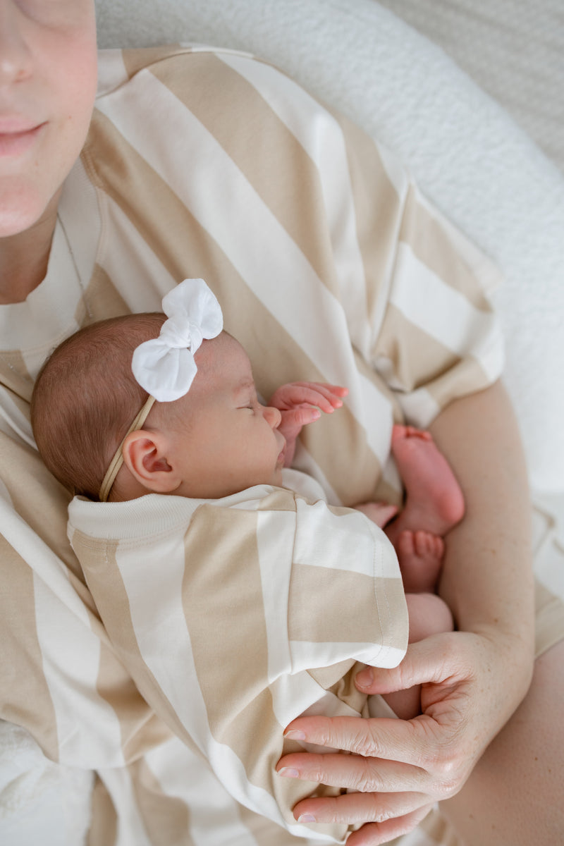 Stripes on Stripes Romper | Beige