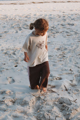 Flower Logo Embroidered Tee | Natural