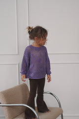 Flared Leggings - Bark with Grape Lettuce Trim