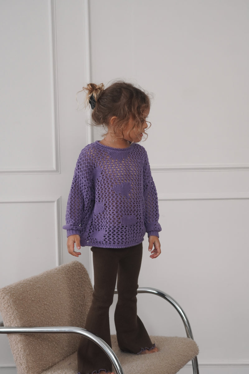 Flared Leggings - Bark with Grape Lettuce Trim