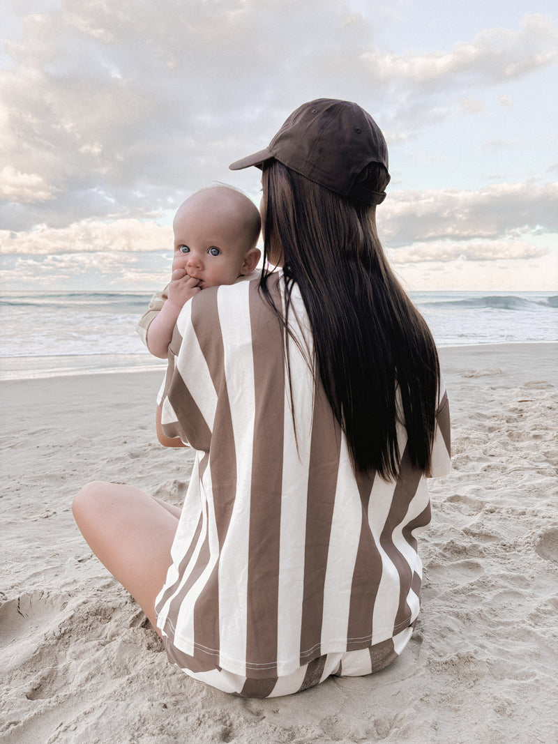 Stripes on Stripes Tee | Womens | Chocolate