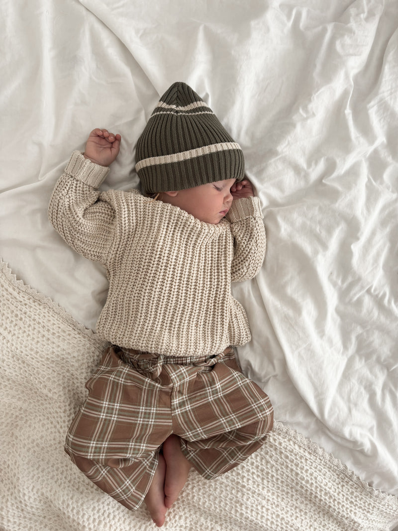Pixie Beanie - Moss Stripe