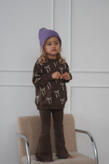 Flared Leggings - Bark with Grape Lettuce Trim