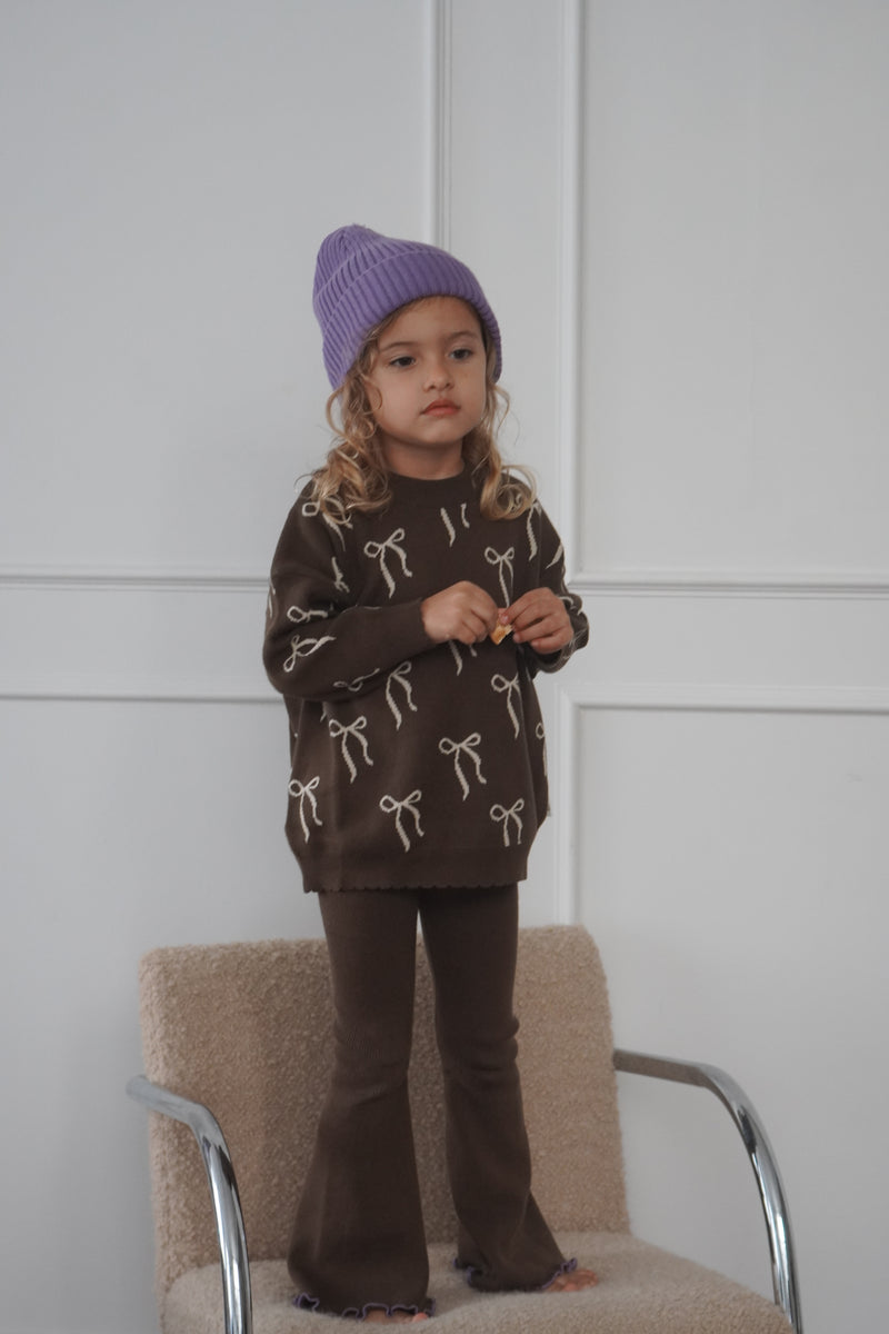 Flared Leggings - Bark with Grape Lettuce Trim
