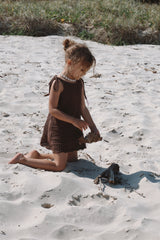 Crochet Tie Up Dress - Espresso
