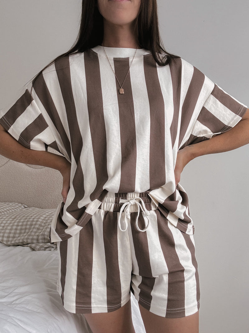 Stripes on Stripes Shorts | Womens | Chocolate