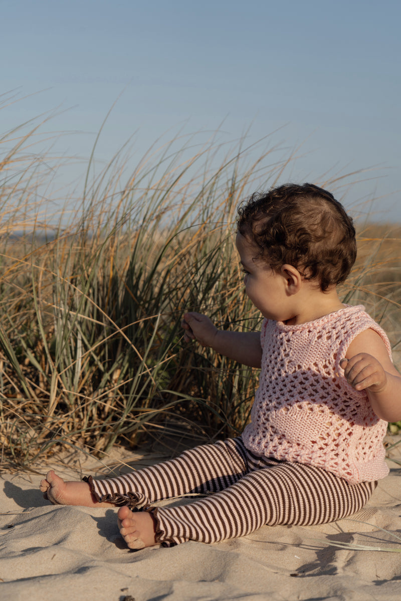 Flared Leggings - Espresso + Blossom Stripe