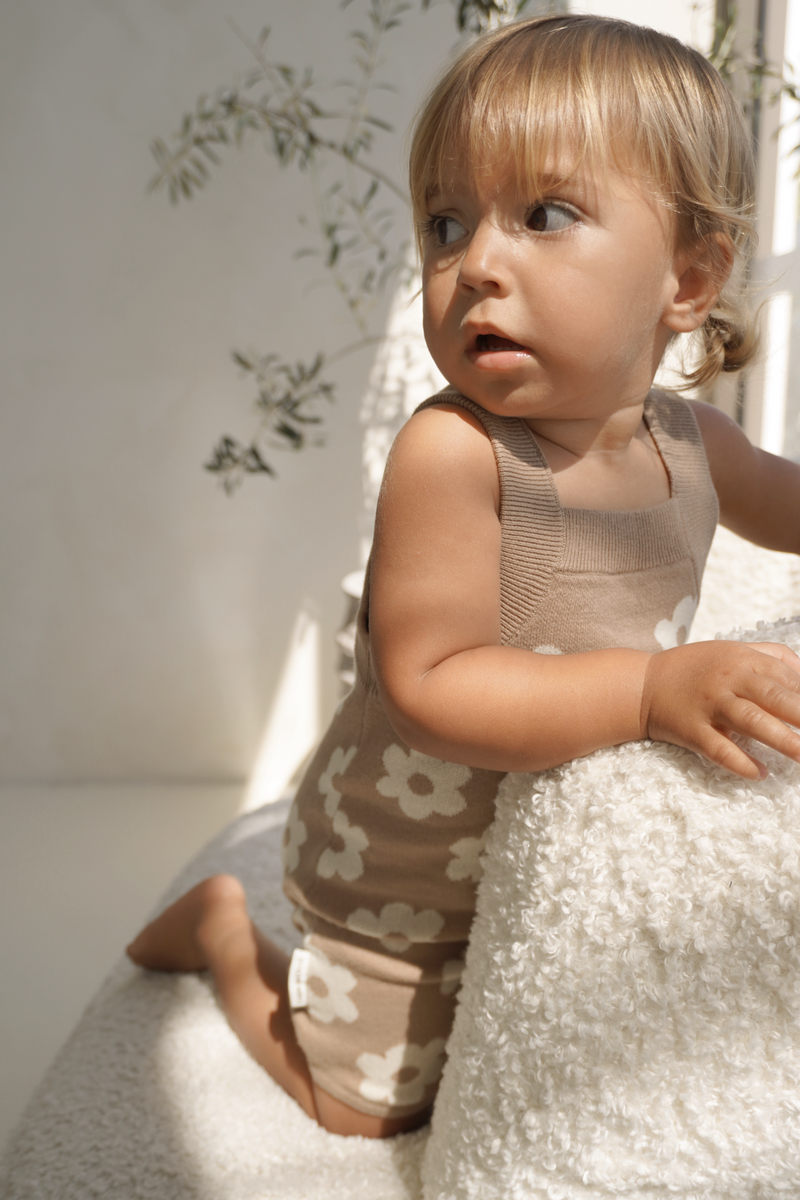 Posy Romper | Almond + Buttercream