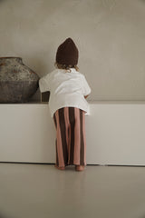 Striped Pants - Natural + Pink Salmon