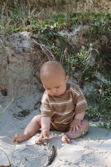 Knitted Stripe Tee - Latte + Natural