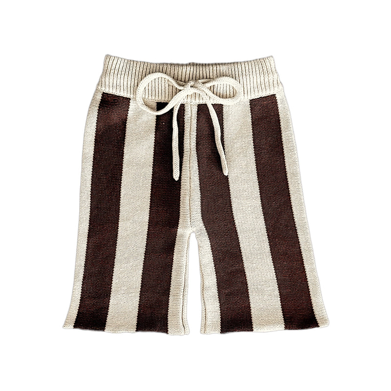 Striped Cropped Pants - Natural + Carob