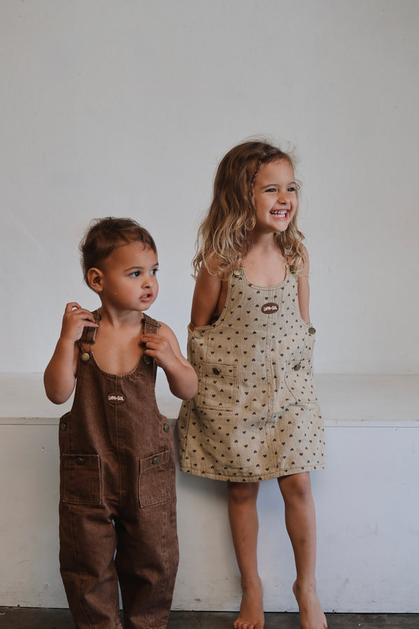 Vintage Denim Overalls - Mocha