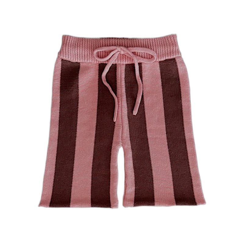 Striped Cropped Pants - Natural + Pink Salmon