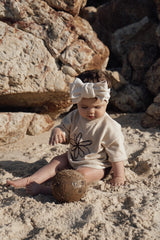 Flower Logo Embroidered Tee | Natural