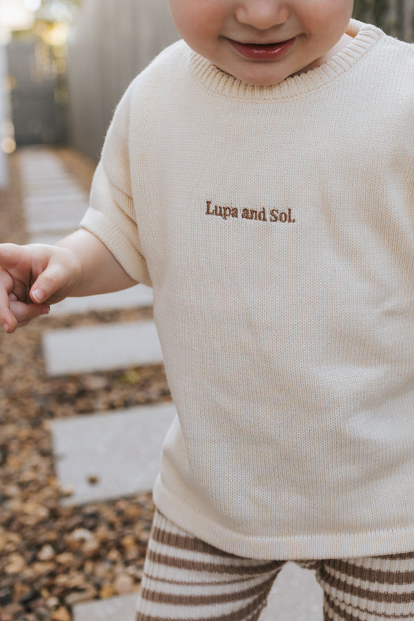 Knitted Logo Tee | Buttercream