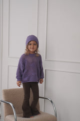 Flared Leggings - Bark with Grape Lettuce Trim