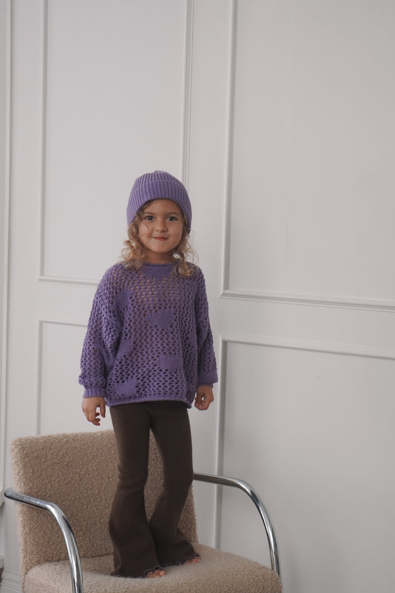 Flared Leggings - Bark with Grape Lettuce Trim