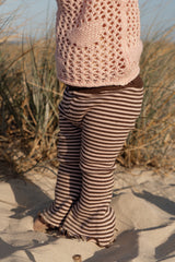 Flared Leggings - Espresso + Blossom Stripe