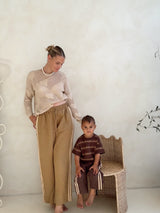 Knitted Stripe Tee - Espresso + Latte