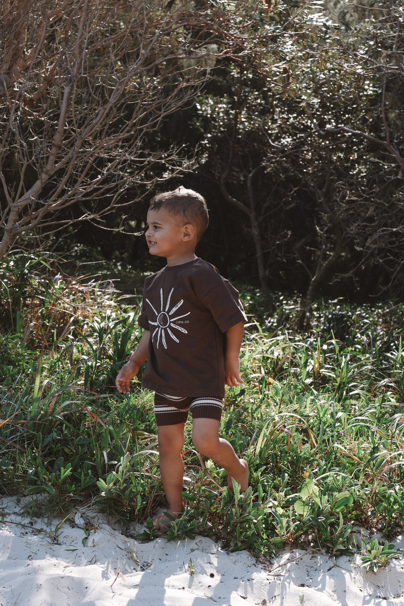Knitted Bike Shorts - Espresso Stripe