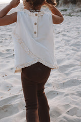 Linen Frill Top - Natural