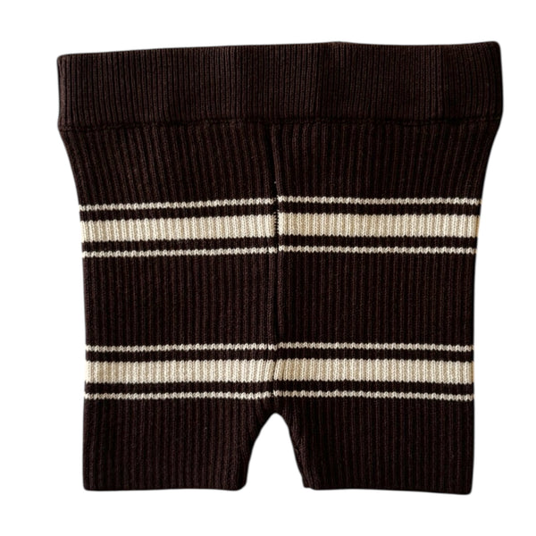 Knitted Bike Shorts - Espresso Stripe
